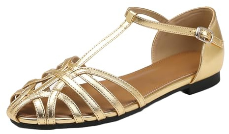 Générique Sandales Femme Plates Bout fermé Bride Cheville Boucle réglable tressées ajourées Respirantes Style Romain élégant été Plage Vacances Marche extérieur Tenue Quotidienne Loisir