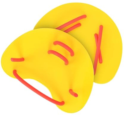 MFMEXUL 2 Stück Schwimmflossen, Paddel, Schwimmhandschuhe für Kinder Und Erwachsene, TPU Griff, Ergonomisch, Verstärkt, Geeignet für Schwimmanfänger, Gelb