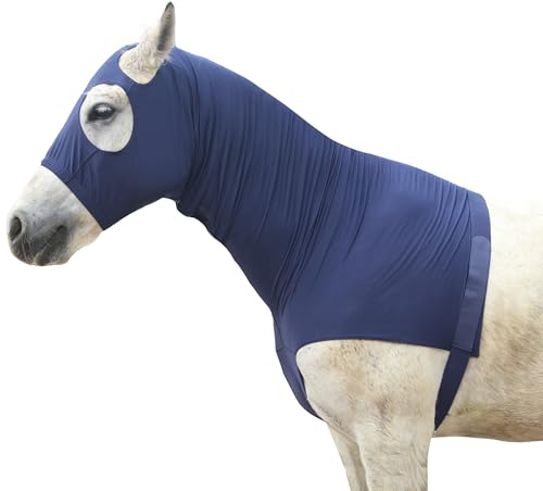 Leberna Hood cavallo lycra elasticizzata con zip - copertura del collo pieno volto S Blu marino