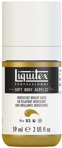 Liquitex Professional Soft Body Acrylic Paint 2-oz Bottle, Iridescent Bright Gold