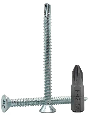 DIN 7504 P - Paquete de 100 tornillos autotaladrantes de cabeza avellanada y huella Phillips (PH) de acero chapado en zinc de 4,8 x 60 mm (100, 4,8 x 60 mm)