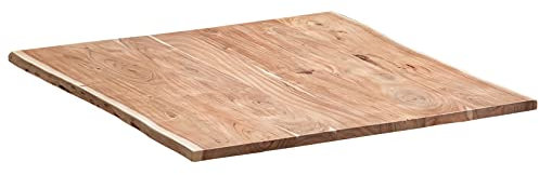 SAM Tischplatte 80x80 cm, Akazie massiv, naturfarben, stilvolle Baumkanten-Platte, pflegeleichtes Unikat