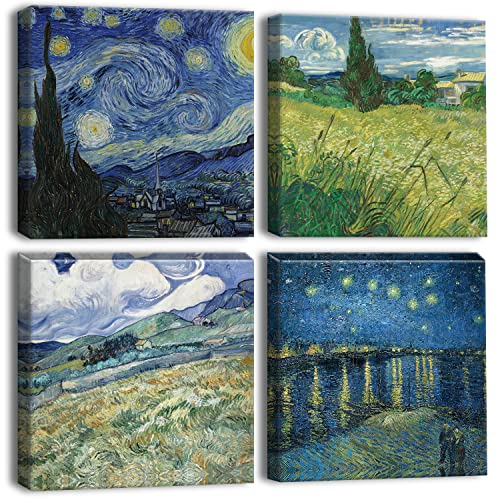 Artscope 4 Teilig Leinwandbilder mit Ansicht von Grün Motiv Kunstdruck - Moderne Wandbild für Küche Badezimmer Wohnzimmer Wanddekoration - 30 x 30 cm