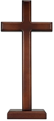 Archoban Croce da parete e tavolo cattolica in legno, 32,8 cm a mano con croce da parete (con supporto) per la decorazione della casa