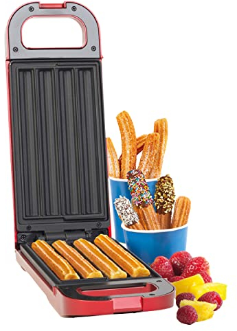 American Originals EK4502AOAR Churro Maker - Non-Stick Easy Clean Dessert Snack Machine, Make 4 Churros in Approx 10 Minutes, Fresh Healthy Spanish Doughnuts Oil-Free No Fry, with Recipe, 750W, Red