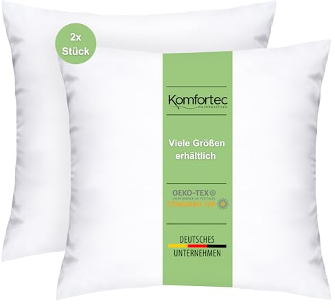 Komfortec Kopfkissen 40x40 cm 2er Set, Oeko-TEX Zertifiziert Sofakissen mit 300g Kissenfüllung, Waschbar