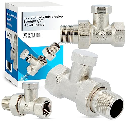 Heizkörper Ventil 1/2 Durchgang Absperrventil Vernickeltes Zentralheizung Rückschlagventil Heizkörperanschluss Sicherheitsventil für Heizkörper Vernickeltes Messing Heizkörper-Zubehör