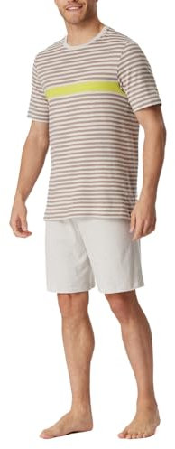 Schiesser Herren Schlafanzug kurz Rundhals - Nightwear Set, braungrau_181165, 50