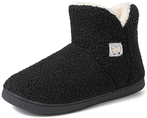 VTASQ Pantofole da Casa Donna Uomo Pantofole a Stivaletto Invernali Peluche Calde Morbido Comode Memory Foam Slippers Cotone Scarpe Casa Indoor Antiscivolo Ciabatte Nero 36/37 EU
