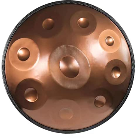 432 Hz Handpan Steel Drum, 9 Noten 22 Zoll „Gold Performer“ in d-Moll Handtrommel mit Handpan-Ständer, Handpan-Koffer, 2 Handpan-Schlägern und staubfreiem Tuch – Gold