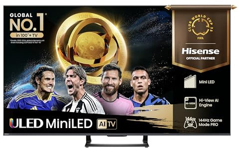 Hisense TV 55 Mini-LED 144Hz 4K 2025 55U72Q, Smart TV VIDAA U8, Dolby Vision IQ, HDR 10+ Adaptive, 144Hz Game Mode PRO, Dolby Atmos 2.1 con Subwoofer, Alexa Built-in, VIDAA Voice, lativù 4K, 55''