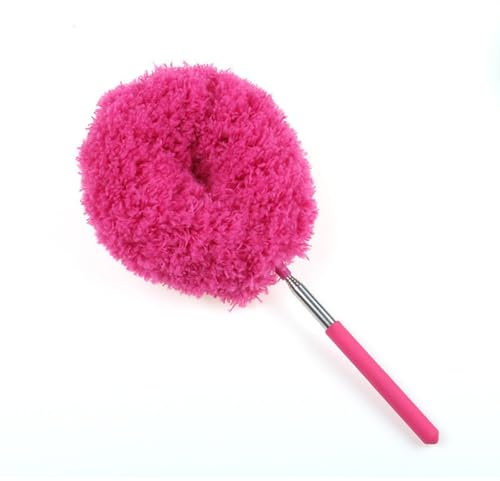 Spolverino professionale per spolverare, strumento di pulizia retrattile con antistatico, per raggiungere angoli alti e spazi ristretti, lavabile, pieghevole, per casa, auto, ufficio (rosa, taglia