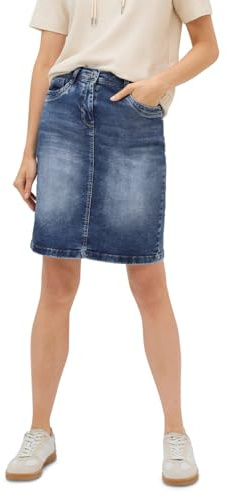 CECIL Damen 3610058 Jeansrock, Mid Blue Wash, 29W EU