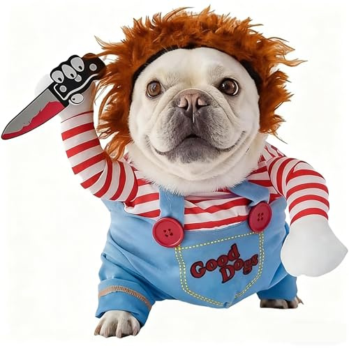 Costume Halloween per Cani, Deadly Bambola Vestiti Cane, Dog Awful Costume, Costume da Coltello per Cani, Vestiti divertenti per feste per cani, per Halloween, cosplay, e feste