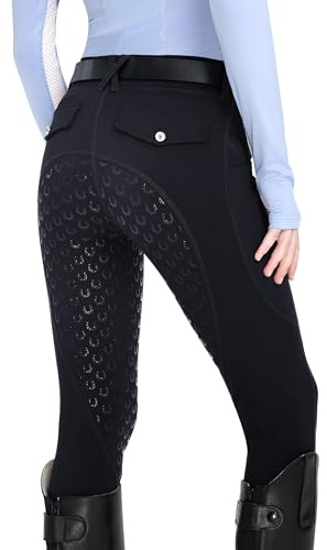 FitsT4 Sports Girls Riding Pants Fleece Lined Kids Winter Breeches Full Seat Silicone Equestrian Pants Tights Pockets Black XL
