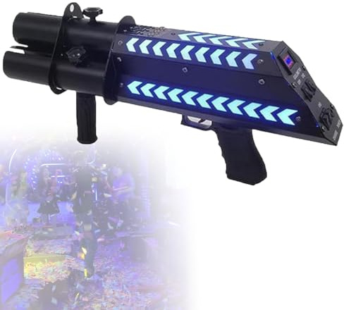 SgyGlyn Pistola pulverizadora de Confeti portátil de 3 Cabezales, Lanzador de Confeti eléctrico, Profesional para ambientes de Bar, Ideal para Fiestas, Clubes y Bodas
