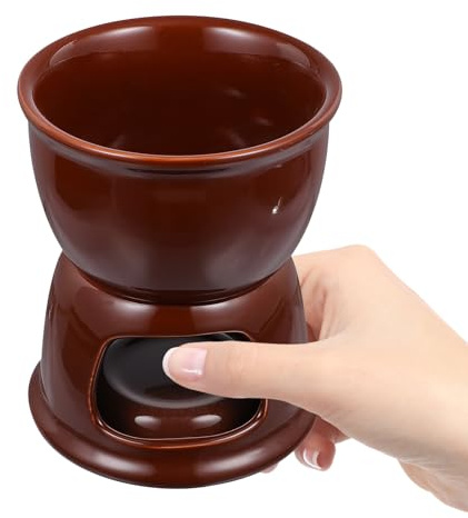 BESPORTBLE Fondoir à Chocolat en Céramique Marron 1 Pièce Service à Fondue au Fromage et Chocolat Appareil de Cuisson Polyvalent Cuisine Salle à Manger et Fêtes pour Beurre et Tapas