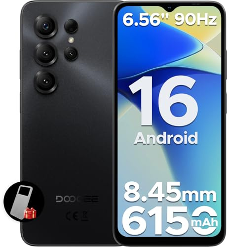 DOOGEE Note 56X Smartphone, Android 16, 6150mAh, 24GB + 64GB/2TB TF, 8.45mm Ultrasottile, 6.56 HD+ 90Hz IPS, 4G Telefono Cellular offerta Smartphone, 8MP+5MP/Dual SIM/Octa Core/Face ID/GPS, Nero