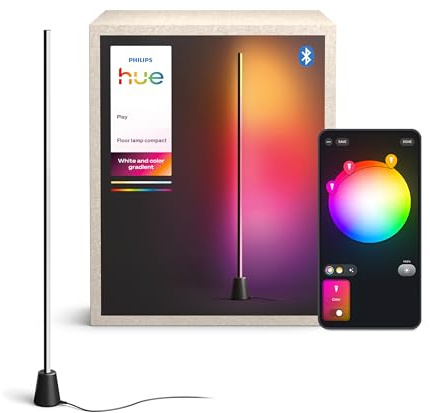 Philips Hue Play Lampada da Terra, LED RGBWWIC, 122 cm, Lampada Soggiorno Moderna, Illuminazione Camera da Letto, Alexa, Google Home, Apple Home, TV Sync, Hue Bridge e Sync Box (Venduti Separatamente)