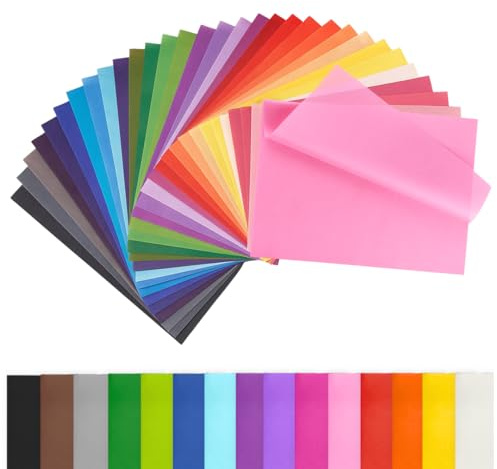 CREAVVEE 300pcs Craft Tissue Paper Sheets Set, A4 Assorted Colors, Kids DIY Craft Kit Decorative Tissue Paper