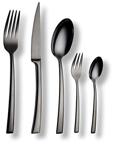 Echtwerk EW-BS-3010S Tafelbesteck Avelino/Shiny-Black Edition, 30-teilig, für 6 Personen, Edelstahl 18/10-hochglänzend, Hochwertiges Besteck Set, inkl. Aufbewahrungs-Kassette, 18/10 Stahl, Schwarz