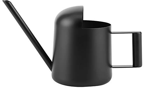 Mini vattenkanna, 300 ml svart rostfritt stål inomhus utomhus vattenkanna lång pip pip rostfri växt vattenkanna med ergonomisk handtag för trädgårdsväxter, krukväxter, inomhus växter