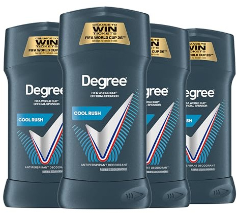 Degree Men Advanced Protection Antiperspirant Deodorant Cool Rush 4 count 72-Hour Sweat and Odor Protection Antiperspirant For Men With MotionSense Technology 2.7 oz