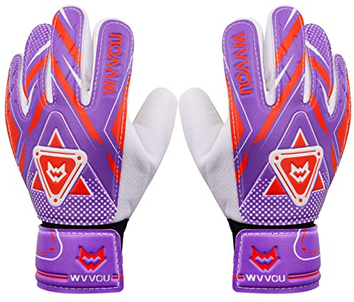 WVVOU Goalkeeper Gloves for Kids Youth, Soccer Goalie Gloves with Double Protection, Anti-Slip Soccer Gloves, Super Grip