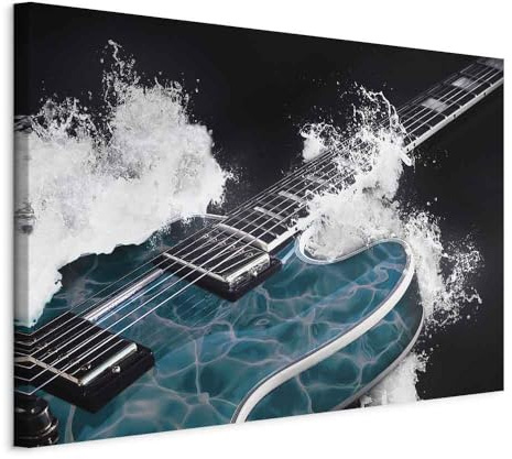 murando - Akustikbild Musikinstrumente Bilder Akustikschaum Hochleistungsschallabsorber Schallschutz Leinwand 1 tlg Wandbild Raumakustik Schalldämmung Gitarre im Wellen Musik