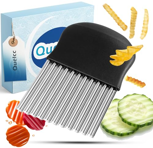 Quelcc Coltello per Fette di Patate, Coltello Ondulato Verdure, Taglia Patate in Acciaio Inossidabile di Grado Professionale, Coltello Tagliapatate a Onde per Patate, per Frutta, Verdura, Patate