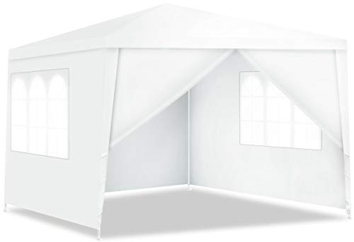 COSTWAY Gazebo da Giardino 3 x 3 m, Gazebo da Esterno Impermeabile con 4 Pareti Rimovibili, Finestre Trasparenti e Struttura in Metallo, Tendone per Feste, Barbecue, Giardino e Spiaggia (3 x 3 m)