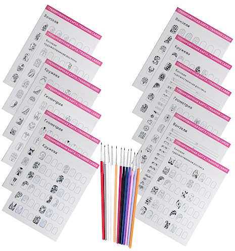 FRCOLOR Cuaderno De Prácticas De Uñas Con Plantillas De Dibujo Para Arte De Uñas Set De Manos Para Practicar Manicura Con Bolígrafos De Revestimiento Ideal Para Principiantes Y Profesionales