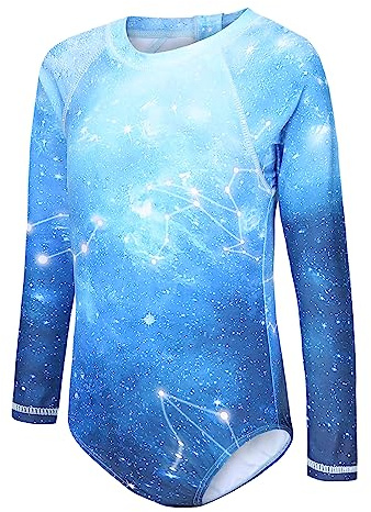Aisyee Maillot de Bain Fille Manches Longues Rashguard Maillot de Bain pour Surf Natation Séchage Rapide 3-16 Ans