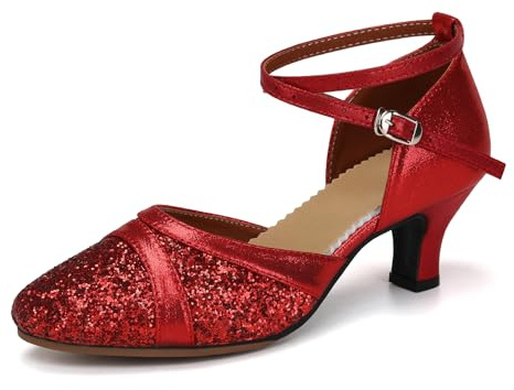 Uonpie Chaussures de Danse Latine Femme Paillettes Salsa Bachata Chaussures Danse Tango de Salon Bout Fermé