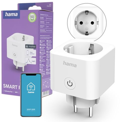 Hama Smarte WLAN-Steckdose, Matter, sprach-/appgesteuert, Strommessgerät, 3.680W