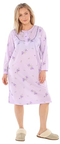 Schuerzenfabrik - Chemise de nuit à manches courtes pour femme, bleue, rose, violet, orange avec boutonnière