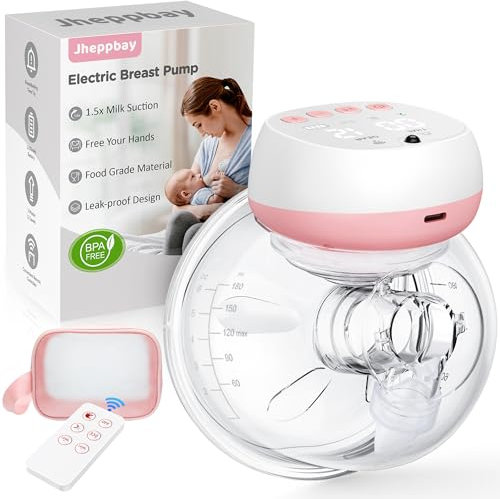 Jheppbay Milchpumpe Elektrisch Tragbar Freihändig - mit 3 Modi und 12 Stufen Elektrisch Milchpumpe, 50% HöHere Milchleistung mit BPA-Frei Silikon BlüTenblatt Design (Rosa, 1er-Pack)