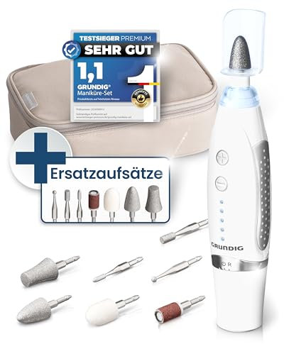 GRUNDIG Maniküre Set elektrisch - Schöne Nägel dank Power LED und 17tlg Saphir Zubehör Pediküre Fußpflege Set & Maniküre Set mit Zubehör elektrische Nagelfeile (Maniküre Set + Ersatzaufsätze)