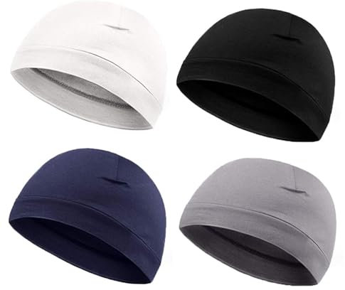 YSJCHEBS 4 Stück Einfarbige Beanie-Mütze, Elastische Outdoor-Sportmütze, Warme Fleece-Mütze, Sport-Mütze, Laufmütze, Warme Radmütze, Atmungsaktive Und Bequeme Skimütze