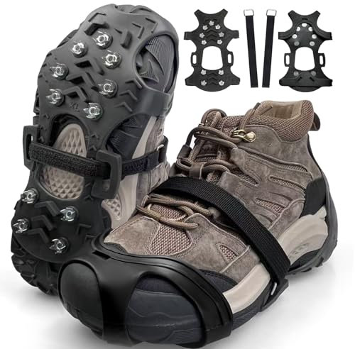 Crampons,Crampon Chaussures Neige, Crampon Neige pour Chaussure pour Bottes de randonné, Crampons Antidérapants Chaussures Pointe,Crampons pour Hiver Randonnée Pêche Marche Le Jogging, l'escalade,L