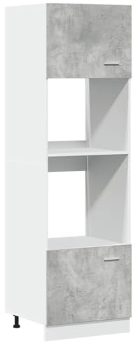 vidaXL microwave cabinet concrete grey - kitchen storage unit with adjustable doors and shelves 60x57x207cm