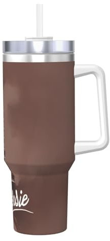 Borraccia termica a doppia parete in acciaio inox, con manico e coperchio con cannuccia