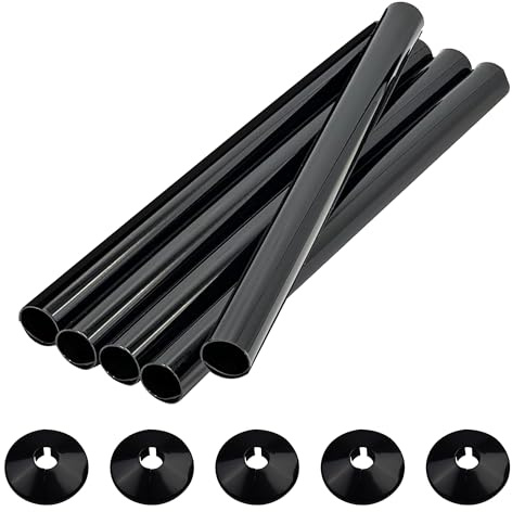 5 PCS Radiator Pipe Covers and Pipe Collars Black 200mm x 15mm Thickened Radiator Sleeves 15mm Plastic Snap On Radiator Caps