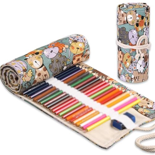 COYUN 1 pcs 72 Trous Étui à Crayons Enroulé Enveloppe de Crayon Sac à Crayon Enroulable, Trousse Enroulable Art - Trousse à crayons enroulable à 72 compartiments - Pour les artistes et les croquis