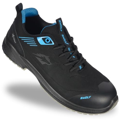 BWOLF Noir S3S Chaussures de sécurité pour hommes ESD S3 - Chaussures de sécurité avec embout composite et semelle Kevlar, imperméables, résistantes à l'huile, antidérapantes (Noir, Système de