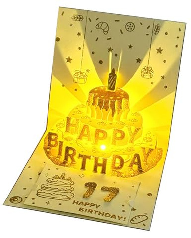 Tarjeta de felicitación de cumpleaños con música, tarjeta de felicitación de cumpleaños con luz y música