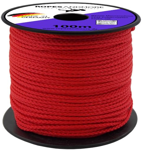 Corde de maçon en polypropylène - 2 mm, 50, 100 m (rouge, 100 m)