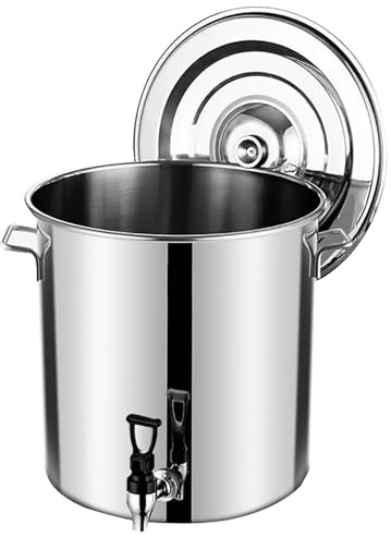 Home Brew Kettle Stock Pot with Spigot Spout, Stainless Steel Brewing Stock Pot for Home Outdoor Use, Thicken Milk Can with Tap and Lid Included
