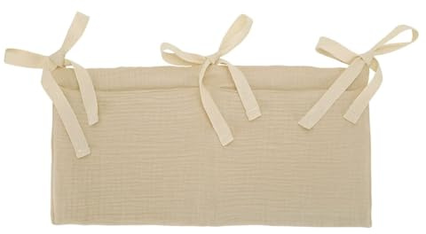 Qiantull Organizer per lettino da bambino, con 2 tasche, organizer per letto e lettino, 40 x 20 cm, beige