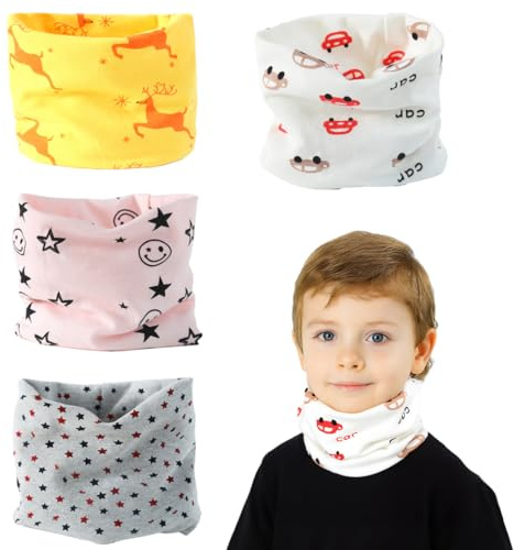 OIXEYA 4 Pezzi Scaldacollo Cotone Bambini, Sciarpa Scaldacollo in Cotone Multiuso Cute Inverno Caldo, per Bambini da 0 a 6 Anni